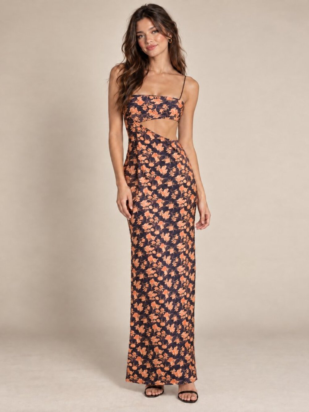 Unbranded Floral Cutout Maxi Dress XS | EUC Waist Cutout Party Night Out